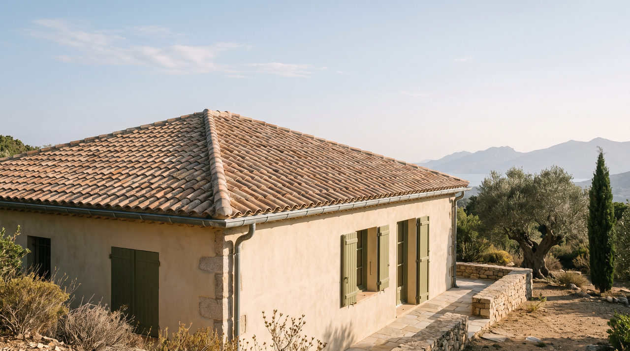 Maison corse avec toiture en tuiles canal entièrement rénovée près de Propriano